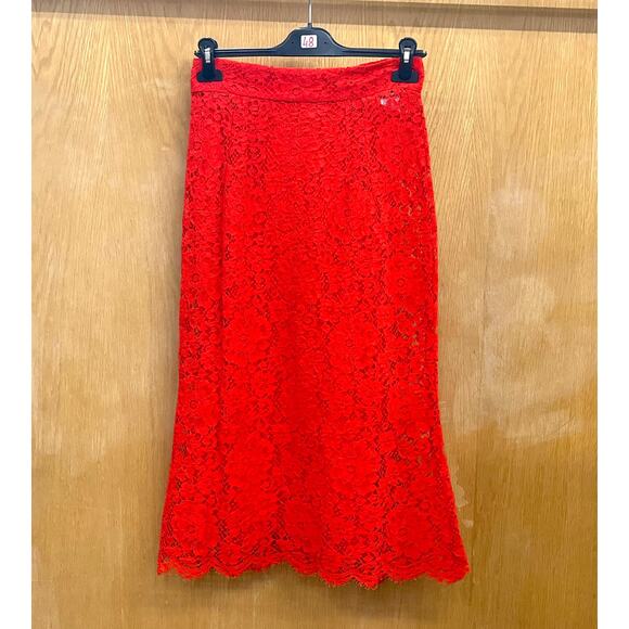 NWT Dolce & Gabbana Red corded Lace Midi Skirt IT 38 US XS - Picture 6 of 8